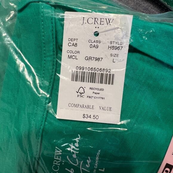 NWT J. Crew Modern Clover Green Vintage Slub Cotton V-Neck Tee - SIZE XL - Picture 6 of 10